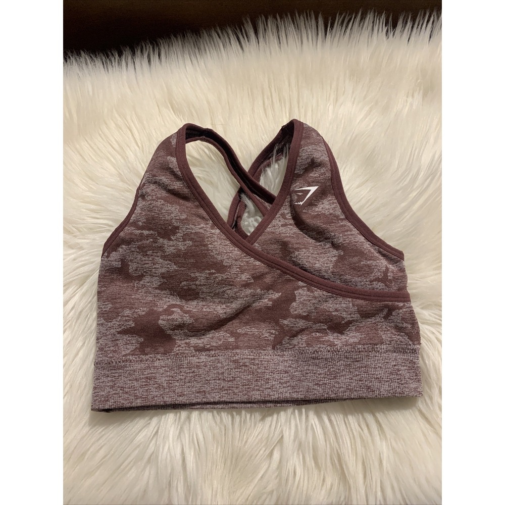 GYMSHARK Small Cross back Compression Sports Bra Brown